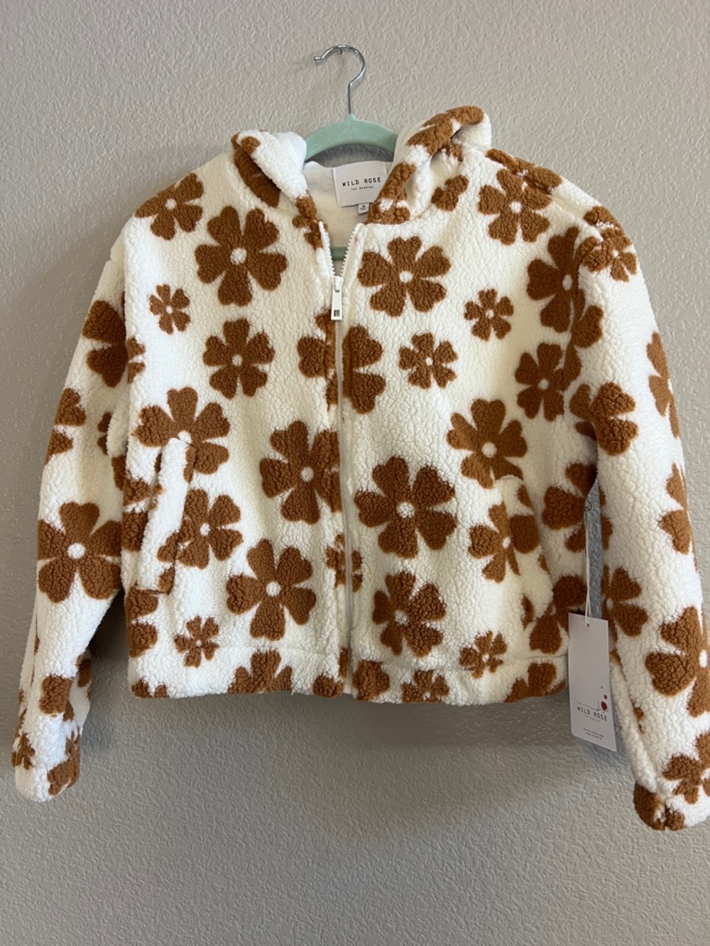 Wild Rose Floral Sherpa Jacket Size S